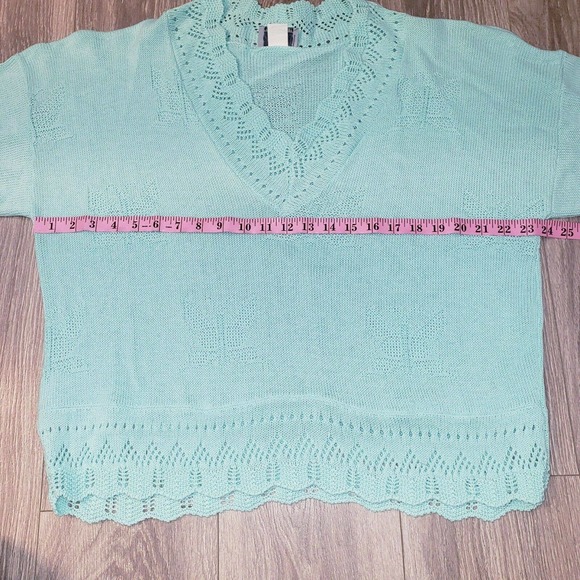 Vintage Adele Knitwear Crochet Grandma Sweater V-Neck 1980's Butterfly Print XL? - Picture 8 of 12
